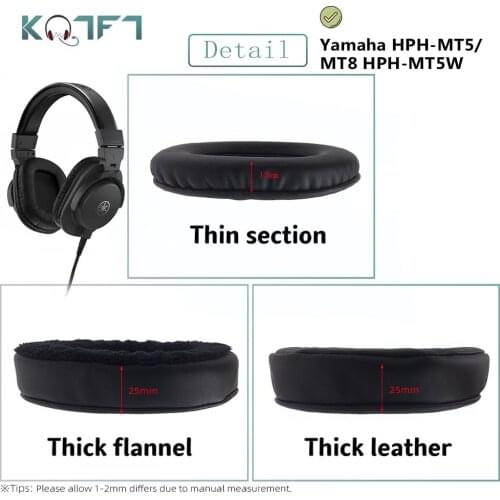 KQTFT 1 Pair of Velvet leather Replacement EarPads for Yamaha HPH-MT5/MT8 HPH-MT5W Headset Earmuff Cover Cushion Cups