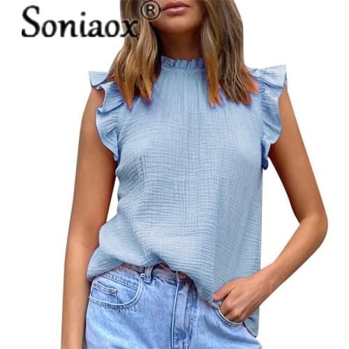 Soniaox Women's Ruffle Shirts