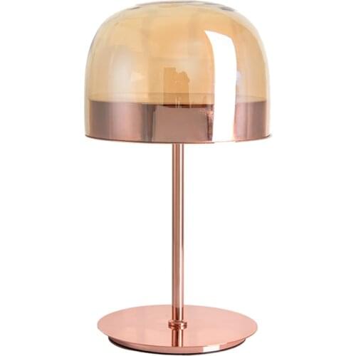 Modern Pink Rose Gold Iron Glass Bedside Table Lamp for Night Bedroom Living Room Luminaire Home Decor