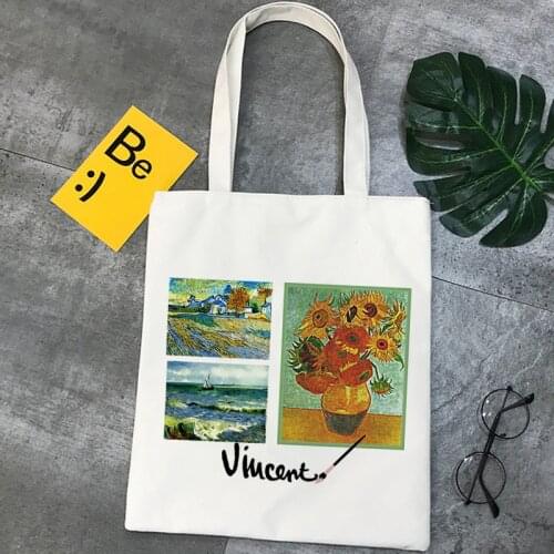Van Gogh shopping bag tote reusable shopper cotton recycle bag jute bag bag tote string sac toile