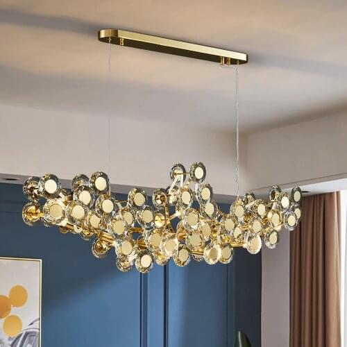 LED chandeliers home decor gold crystal lamp living room rectangular chandeliers for kitchen island Interior lighting