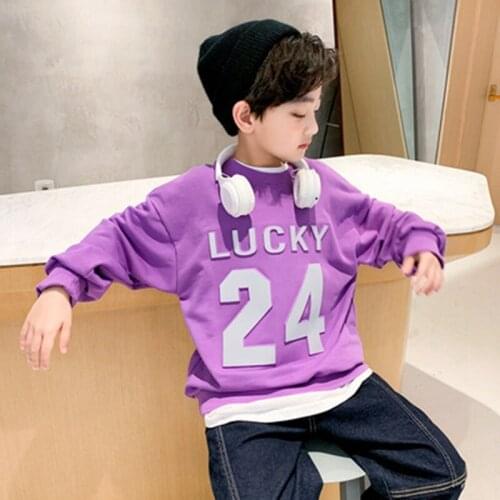 Fashion Boys Spring Autumn Reflective Letter Sweatshirt Teens Kids Long Sleeve Casul T-shirt Tops Children Sport Pullover 6-15 Y