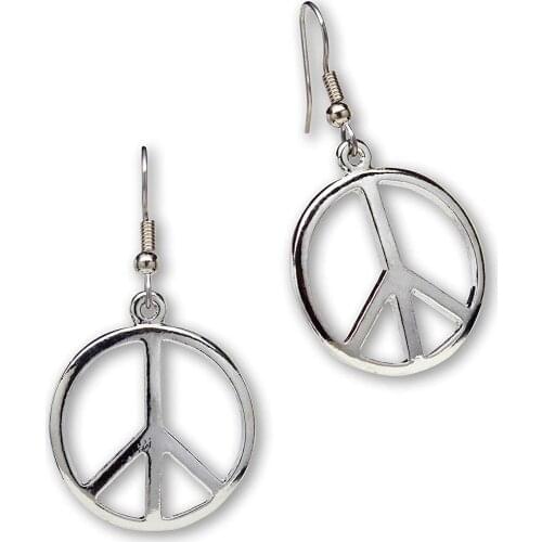 Hippie Peace Sign Dangle Earrings