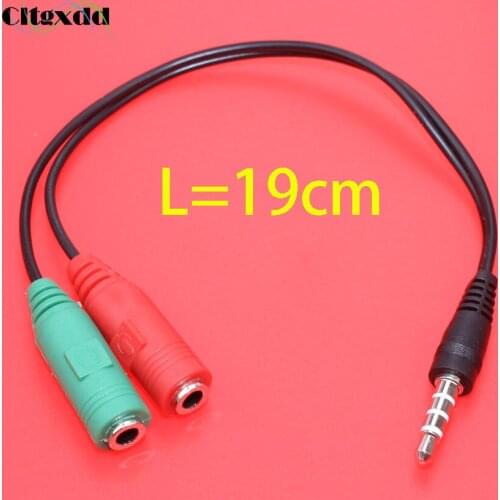 Y Splitter Adapter Cable 3.5mm 1 Male to 2 Female Stereo Audio Headphone Mic Adapter For mobile, flat, single tone hole notebook