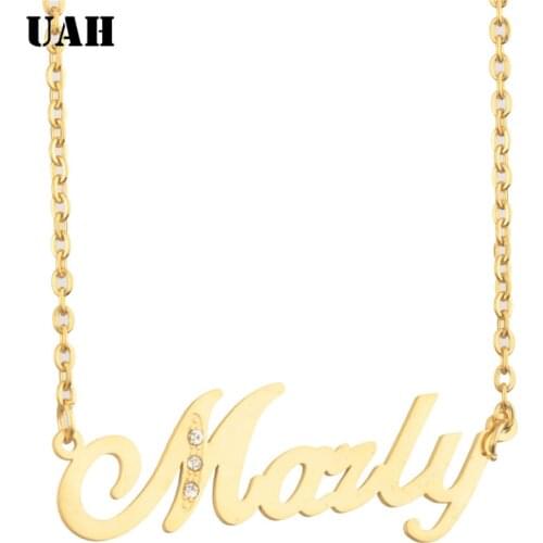 UAH Marly Name or Custom Name Necklace Women Personalized Names Customized Collare Stainless Steel Nameplate Fashion Jewelry
