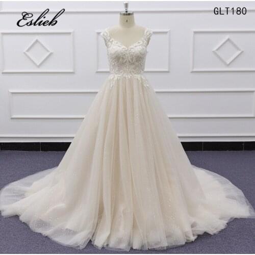 Eslieb Free Shipping bridal dresses 2020 Beading Pearls Patterns Ball Gown Wedding Dress Vestido de Noiva