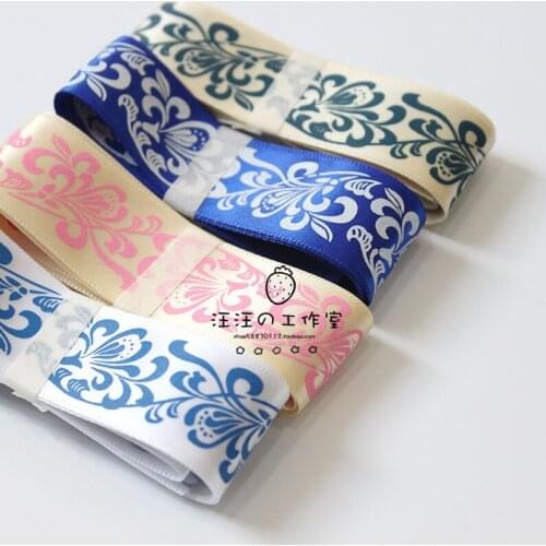 1meter/lot 25 mm blue and white porcelain Grosgrain ribbons DIY handmade bag bowknot hairpin hair ornament materials accessorie