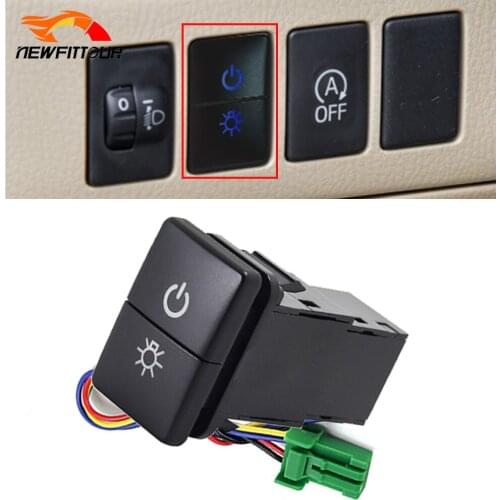 1PC Dual Switch Car Power on Off Button Headlight Switch with Connection Wire for Toyota