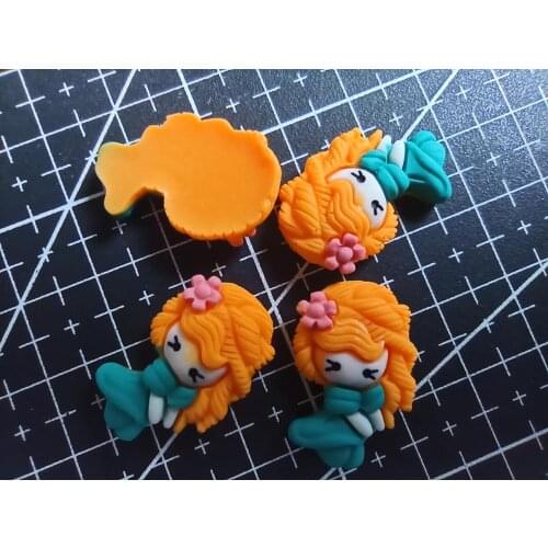 1pcs/lot resin flat back little orange hair green skirt Princess girl 22mm Scrapbook Embellishment DIY Phone Decoration