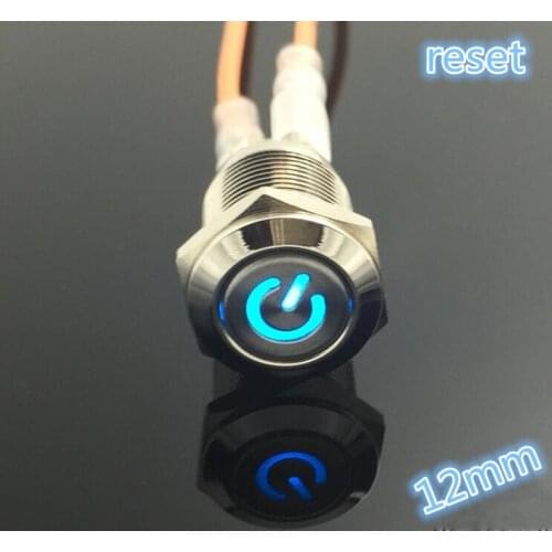 12mm Waterproof Momentary Flat Round 304 Stainless Steel Metal Push Button Switch Reset Switch 5v 6v 12v 24v 48v 110v 220v