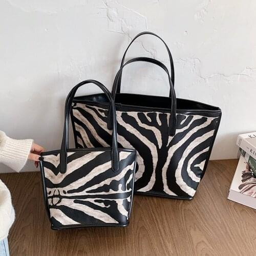 2020 Big New Women Zebra pattern Shoulder Bags Alligator Ladies Leather Bags Casual women zipper handbags Famous Brands Totes