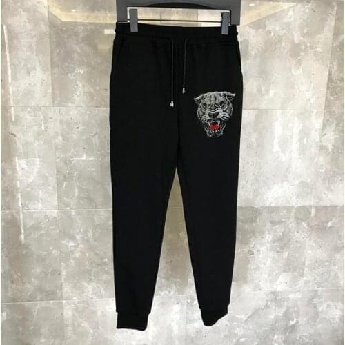 2021 winter mens pant 100% cotton rhinestone high quality designer casual pants hot sale