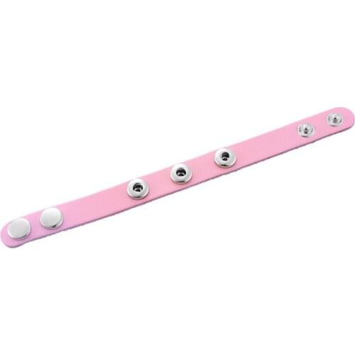 5 Real Leather Bangles Snap Bracelet Band 20cm Fit Snap Mini Button pink For Children Kids