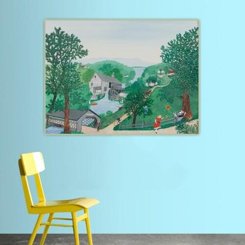 Citon Grandma Moses Anna Mary Robertson《The Oaks》Canvas Art Oil Painting Artwork Decorative Picture Wall Decor Home Decoration