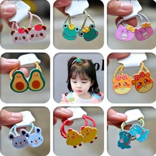 2PCS Cartoon New Cute Avocado Frog Princess Headwear Kids Elastic Hair Bands Children Ropes Girls Accessories Baby Headdress