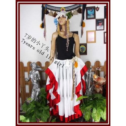 Cotton 4Tiered 18Yards Ats Gypsy Tribal Belly Dance Skirt With Border EI44