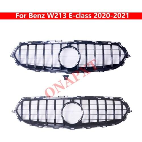 For Mercedes-Benz E-class 2020-2021 W213 GT Style Car styling center grille ABS Front Bumper Vertical Bar Middle Grill