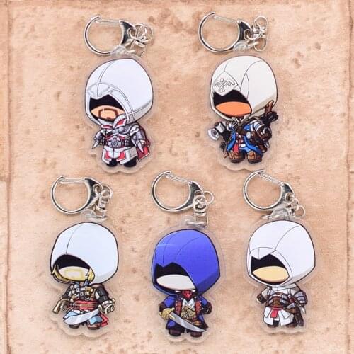 Assassin Keychain Double Sided Acrylic Cartoon Key Chain Pendant Anime Accessories Keyring