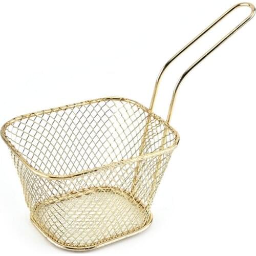 F1CC Portable Mini Chip Fryer French Fries Basket Frying Pan Filter Kitchen Cooking Chef Strainer Table Food Serving