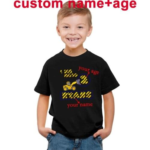 Excavator T-Shirt Your OWN Design Logo/Name Girls Custom Kids DIY Number/Age T Shirt Baby Boys Short Sleeve T-shirt Children