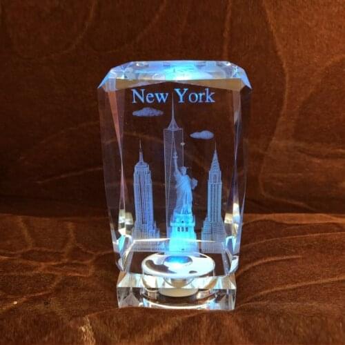 Crystal Glass Statue of Liberty Replica 3D Model Figurine New York Souvenirs Gift Desk Decor World Famous Landmark Architecture