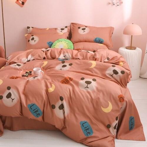 Brown Bedding set，220x240 Duvet Cover With Pillowcase, 135x200 Child Quilt Covers ,Cartoon Bear Blanket Cover,king Size Bed Set