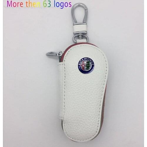 KUNBABY 10pcs/lot White Genunie Leather Car Key Case Cover Key Holder Key Wallet For All Car Models Free Shipping