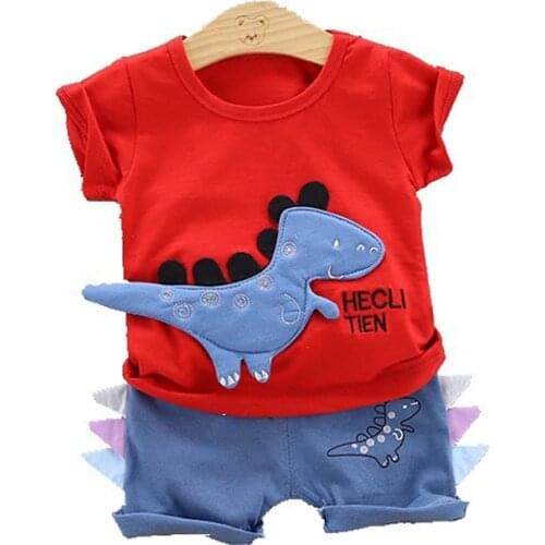 Hot Sale Brand Boys Clothing Children Summer Boys Clothes Cartoon Dinosaur Kids Boy Clothing Set T-shit+Pants Cotton