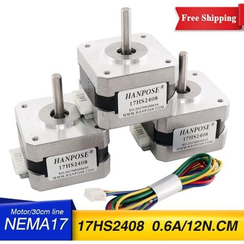 Best price and quality 3pcs / batch 17hs2408 4-wire NEMA 17 stepping motor 42 motor 0.6A 3D printer CNC