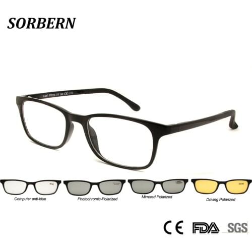 SORBERN Magnetic Sunglasses Polarized Clip On Lens Unisex Ultem Frames Car Driving Glasses Computer Anti Blue Eyewear Goggles
