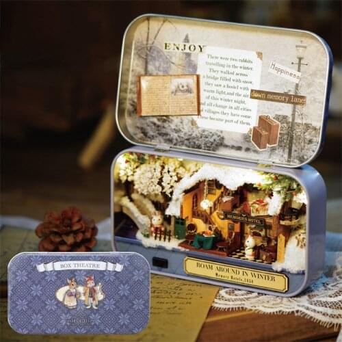 DIY Wooden Doll House Miniature Furniture With LED Light Kit Box Theatre Dollhouses Assemble Toy Children Birthday Gift Casa