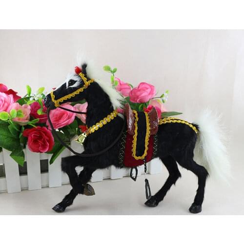 Simulation cute standing horse 23x20cm model polyethylene&furs saddle horse model home decoration props ,model gift d607