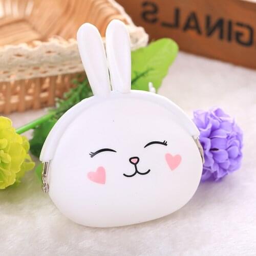 Fashion Coin Purse Lovely Kawaii Cartoon Rabbit Pouch Women Girls Small Wallet Soft Silicone Coin Bag Bluetooth earphone bags #E