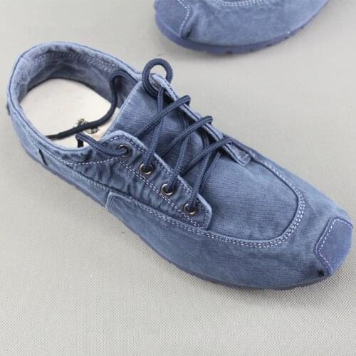 Man Casual Shoes Loafers Soft Canvas Denim Shoes Lace Up Comfortable Men Spring Summer Shoes Vintage Ethnic Shoe Moccasins