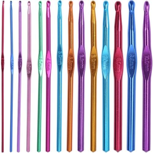 LMDZ 14 Sizes Crochet Hooks Set, Multicolor Aluminum Crochet Hooks Needles Yarn Knitting Sewing Hooks 2mm/0.07 inch -10mm/0.39
