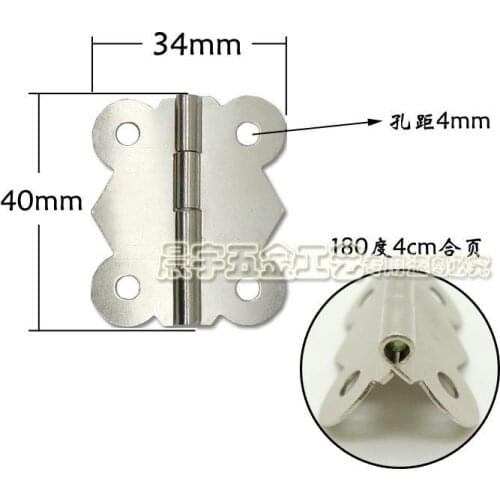 40 * 34mm Nickel-plated butterfly hinges Cabinet hardware accessories Hinge 180 degree hinge lace Muhe Wholesale