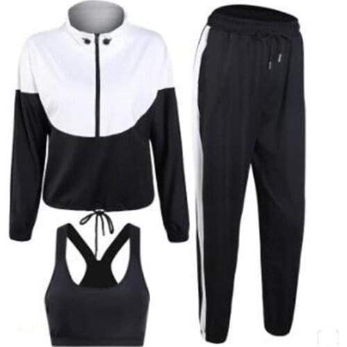 New yoga suit autumn winter femme 3-piece suits fashion loose breathable quick dry gym running exercises sets