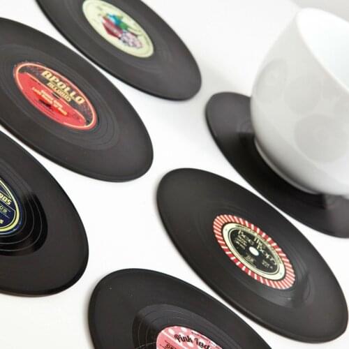 6PCS/SET Drink Coasters Table Cup Mat Home Decor CD Record Fast Water Absorption Coffee Drink Cup Placemat Tableware Gadgets