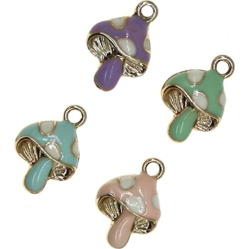 Cute Enamel Series Vegetation Charms Mushroom Pendant For Jewelry Making DIY Bracelet Earrings Necklace Girls Gift Findings