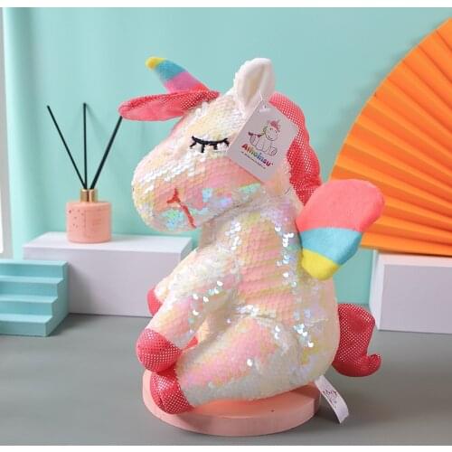 Popular plush toys love airbags Unicorn doll funny pacifying glitter doll gift stuffed animals baby unicorn girl birthday gift