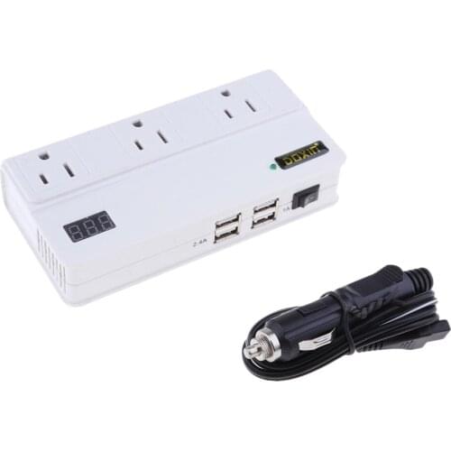 Premium 200W Car Power Inverter 12V to 110V LCD Display Sine Wave 4 USB Ports Converter