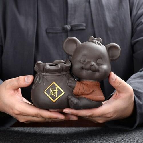 Purple Sand Solicit Wealth Cartoon Zodiac Mouse Can Raise Hydroponic Floret Pocket Money Office Penholder Tea Favorite Ornament