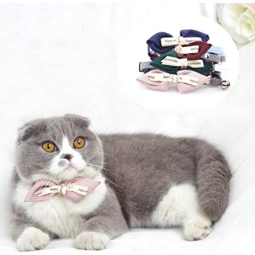 Handmade Pet Accessories Supplies Cat Dog Bow Tie Identity Card Bell Bow Cat Collar Necklace Jewelry
