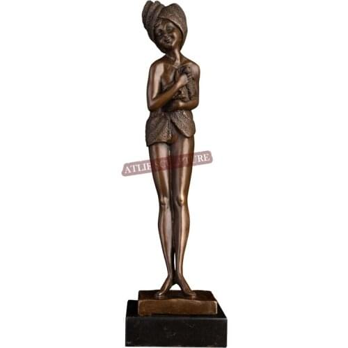 Modern Sexy Bathing Woman Bronze Statues and Sculptures Female Figurines Club Bar Decor
