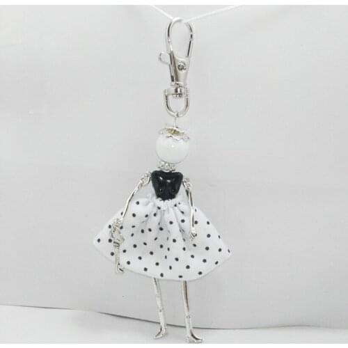 YLWHJJ new black white lovely girls Handmade brand keychain doll car pendant princess key chain female fashion statement jewelry