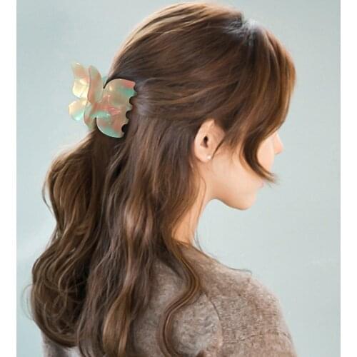 Acrylic Butterfly Hair Claw Sweet Fairy Hairpin Clip Gradient Tie-Dye Colored Hair Decor Styling Tools Barrettes for Women Girls