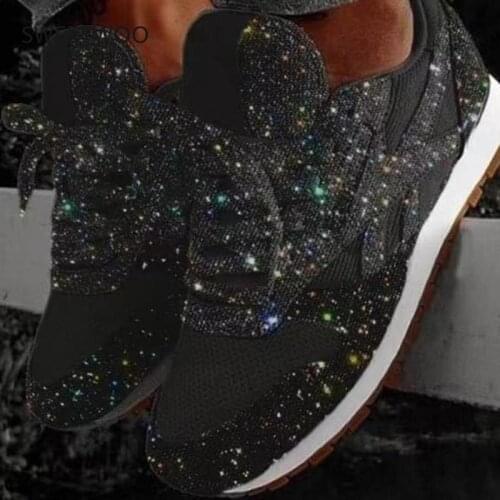 Plus Size Woman Sneakers Shining Glitter Autumn Shoes Woman Platform Trainers Ladies Silver Shoes Tenis Feminino Red Blue