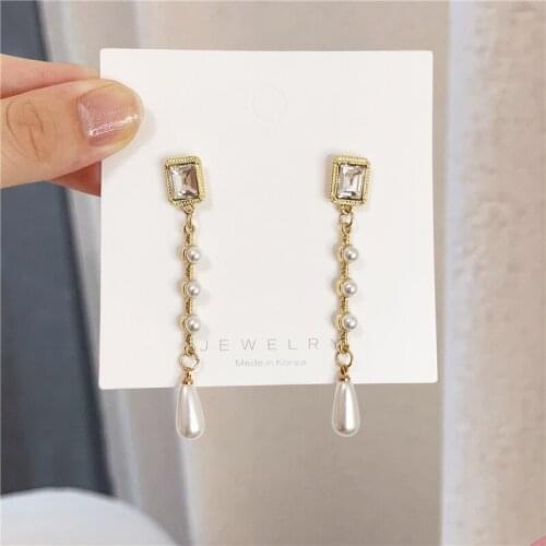 Sweet Girl Korean Earrings 2020 Fashion New Temperament Earrings Personalized Long Tassel Pearl Net Red Earrings Sale Oorbellen