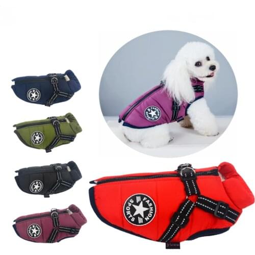 Winter Warm Dog Clothes Waterproof Reflective Dog Harness Small Medium Large Dog Jacket Vest Labrador French Bulldog Chihuahua