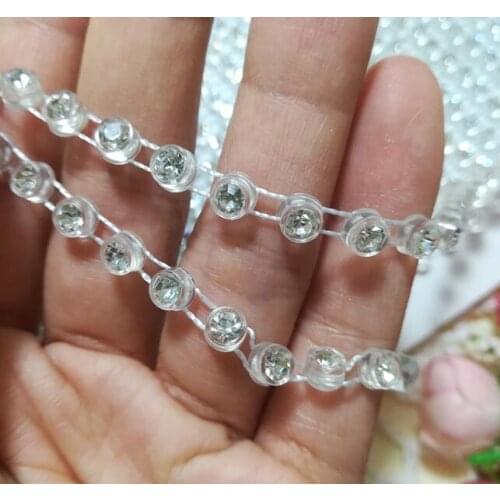 1M New Crystal Beads Sequin Fabric 0.5CM White Black Lace Beaded Diamond Trim Ribbon Sewing Applique Wedding Dress Guipure H-05